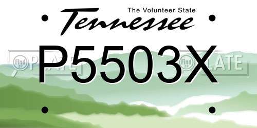 P5503X Tennessee License Plate