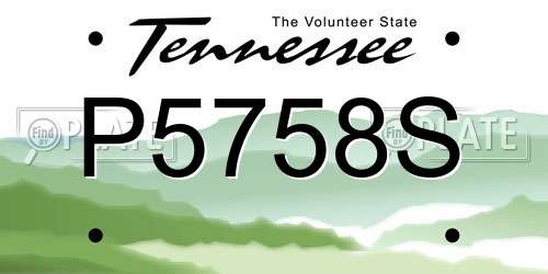 P5758S Tennessee License Plate