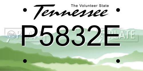P5832E Tennessee License Plate
