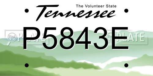 P5843E Tennessee License Plate