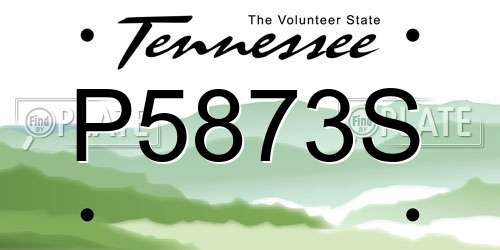 P5873S Tennessee License Plate