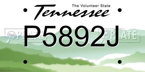 P5892J Tennessee License Plate