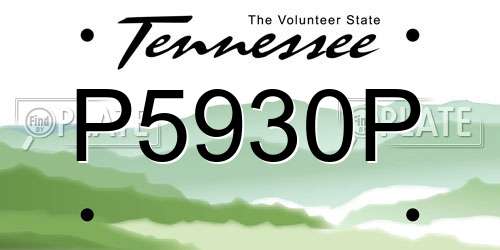 P5930P Tennessee License Plate