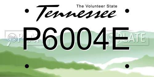 P6004E Tennessee License Plate