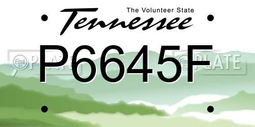 P6645F Tennessee License Plate