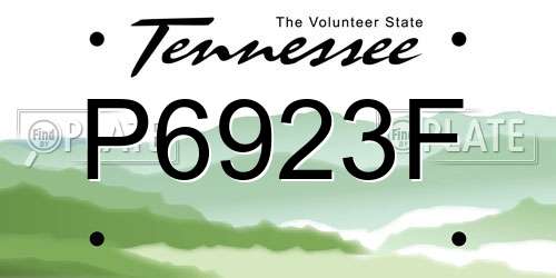 P6923F Tennessee License Plate