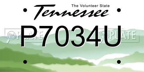 P7034U Tennessee License Plate