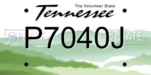 P7040J Tennessee License Plate