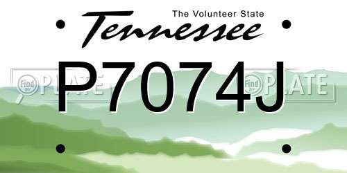 P7074J Tennessee License Plate