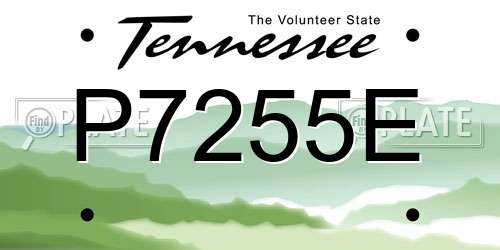 P7255E Tennessee License Plate