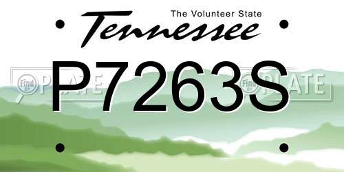 P7263S Tennessee License Plate