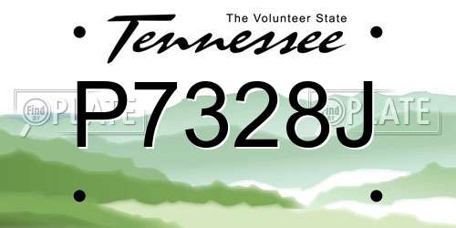 P7328J Tennessee License Plate