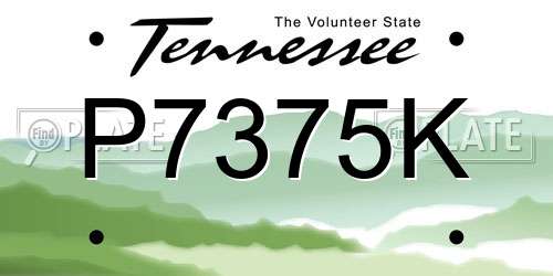 P7375K Tennessee License Plate