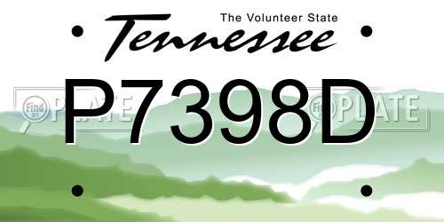 P7398D Tennessee License Plate