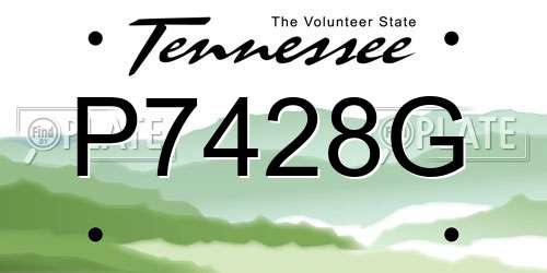 P7428G Tennessee License Plate