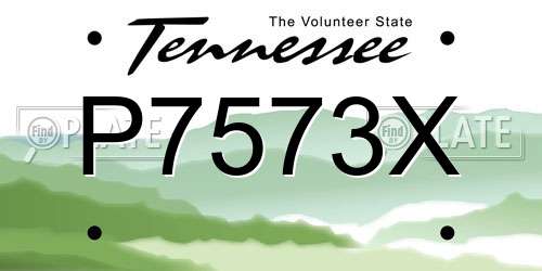 P7573X Tennessee License Plate