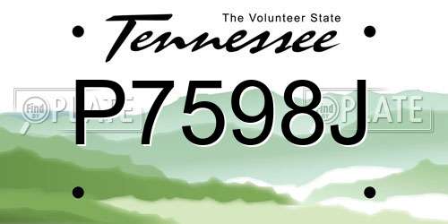 P7598J Tennessee License Plate