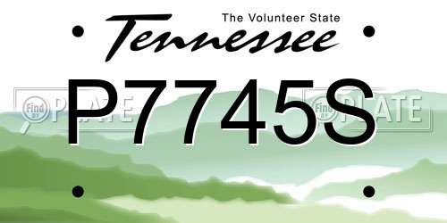 P7745S Tennessee License Plate