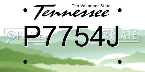 P7754J Tennessee License Plate