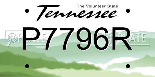 P7796R Tennessee License Plate