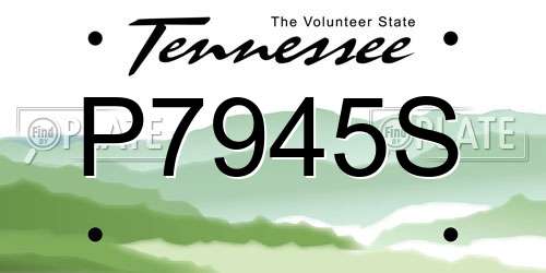 P7945S Tennessee License Plate