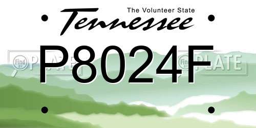 P8024F Tennessee License Plate