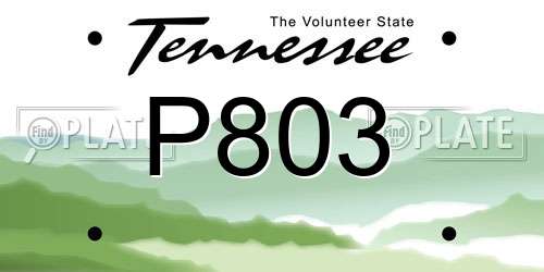 P803 Tennessee License Plate