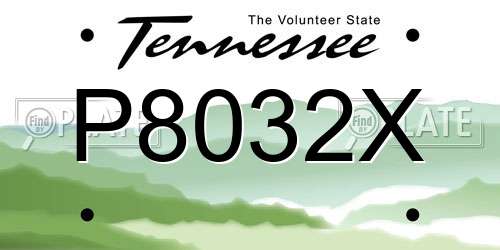 P8032X Tennessee License Plate