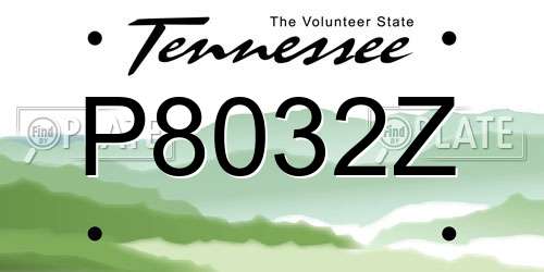 P8032Z Tennessee License Plate