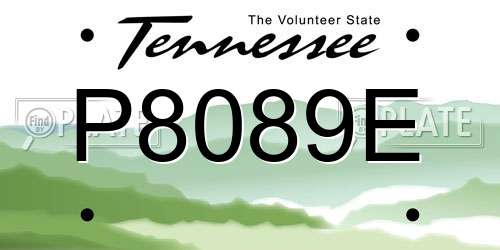 P8089E Tennessee License Plate