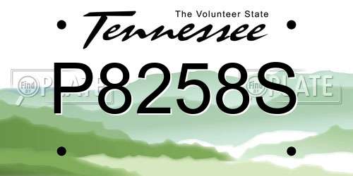 P8258S Tennessee License Plate