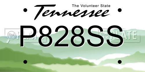 P828SS Tennessee License Plate