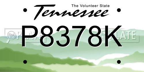 P8378K Tennessee License Plate