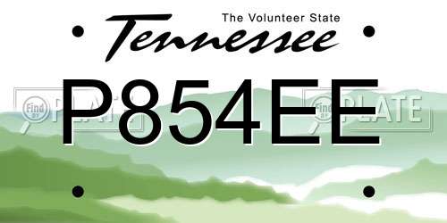 P854EE Tennessee License Plate