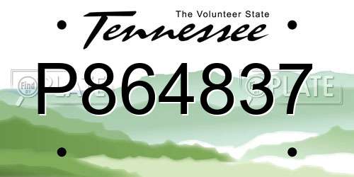 P864837 Tennessee License Plate