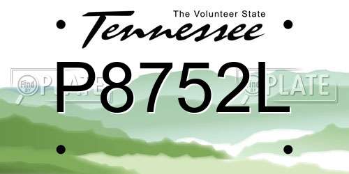 P8752L Tennessee License Plate