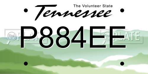 P884EE Tennessee License Plate