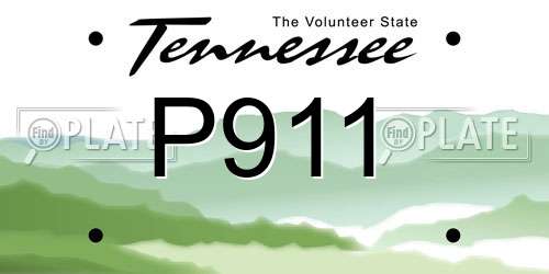 P911 Tennessee License Plate