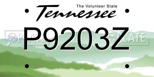 P9203Z Tennessee License Plate