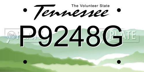 P9248G Tennessee License Plate