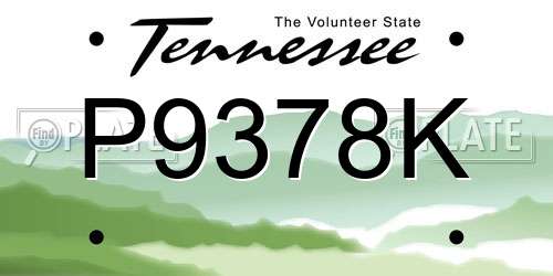 P9378K Tennessee License Plate