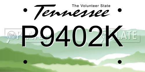 P9402K Tennessee License Plate
