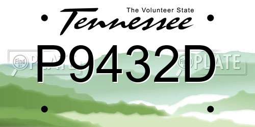 P9432D Tennessee License Plate