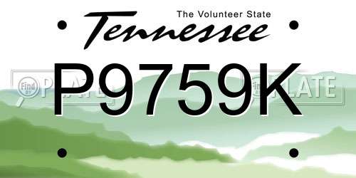 P9759K Tennessee License Plate