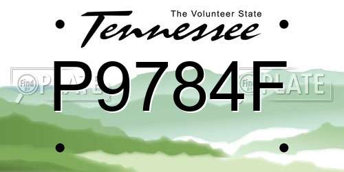 P9784F Tennessee License Plate
