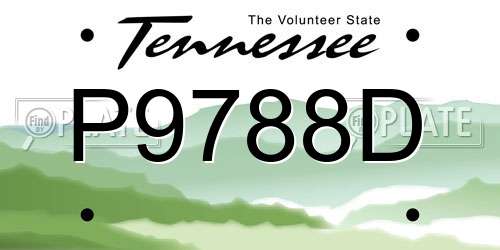 P9788D Tennessee License Plate
