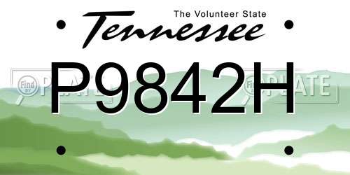 P9842H Tennessee License Plate