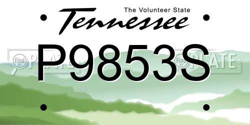 P9853S Tennessee License Plate