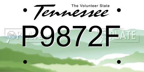 P9872F Tennessee License Plate