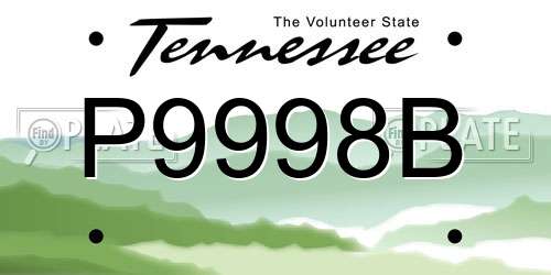 P9998B Tennessee License Plate